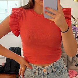Zara ruffled sleeve top
